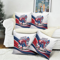 North Korea Flag Day Spirit Of North Korea Pillow Cover Flying Crane Graphic With Tiger Portrait And Magnolia Flowers