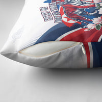 North Korea Flag Day Spirit Of North Korea Pillow Cover Flying Crane Graphic With Tiger Portrait And Magnolia Flowers