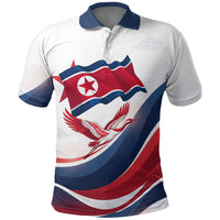 North Korea Flag Day Spirit Of North Korea Polo Shirt Flying Crane Graphic With Tiger Portrait And Magnolia Flowers