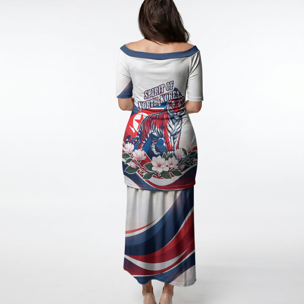 North Korea Flag Day Spirit Of North Korea Puletasi Flying Crane Graphic With Tiger Portrait And Magnolia Flowers
