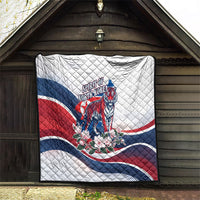 North Korea Flag Day Spirit Of North Korea Quilt Flying Crane Graphic With Tiger Portrait And Magnolia Flowers