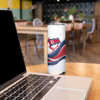 North Korea Flag Day Spirit Of North Korea Skinny Tumbler Flying Crane Graphic With Tiger Portrait And Magnolia Flowers