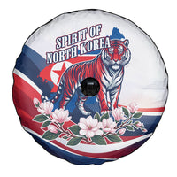 North Korea Flag Day Spirit Of North Korea Spare Tire Cover Flying Crane Graphic With Tiger Portrait And Magnolia Flowers