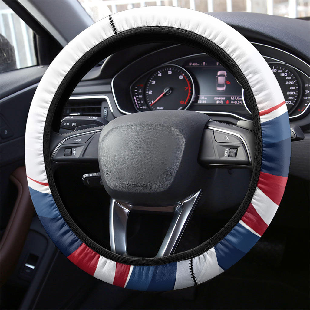North Korea Flag Day Spirit Of North Korea Steering Wheel Cover Flying Crane Graphic With Tiger Portrait And Magnolia Flowers