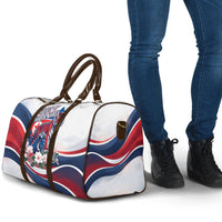 North Korea Flag Day Spirit Of North Korea Travel Bag Flying Crane Graphic With Tiger Portrait And Magnolia Flowers
