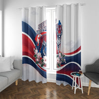 North Korea Flag Day Spirit Of North Korea Window Curtain Flying Crane Graphic With Tiger Portrait And Magnolia Flowers