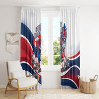 North Korea Flag Day Spirit Of North Korea Window Curtain Flying Crane Graphic With Tiger Portrait And Magnolia Flowers