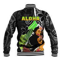 Hawaii Hula Girl Baseball Jacket Hula Girl Polynesian Tattoo Gradient - Wonder Print Shop
