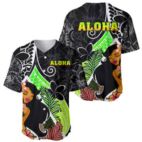 Hawaii Hula Girl Baseball Jersey Hula Girl Polynesian Tattoo Gradient - Wonder Print Shop