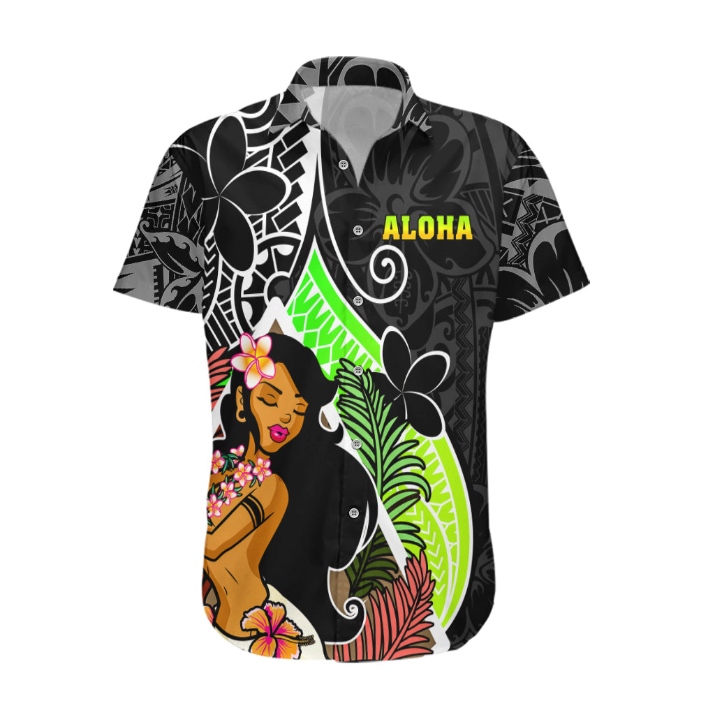 Hawaii Hula Girl Hawaiian Shirt Hula Girl Polynesian Tattoo Gradient - Wonder Print Shop