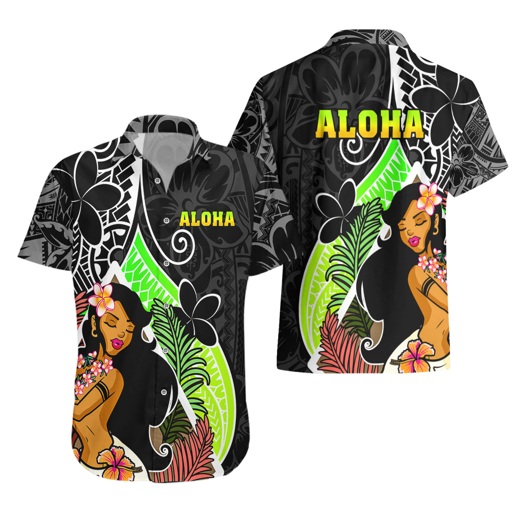 Hawaii Hula Girl Hawaiian Shirt Hula Girl Polynesian Tattoo Gradient - Wonder Print Shop