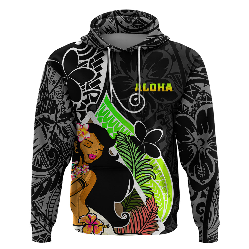 Hawaii Hula Girl Hoodie Hula Girl Polynesian Tattoo Gradient - Wonder Print Shop
