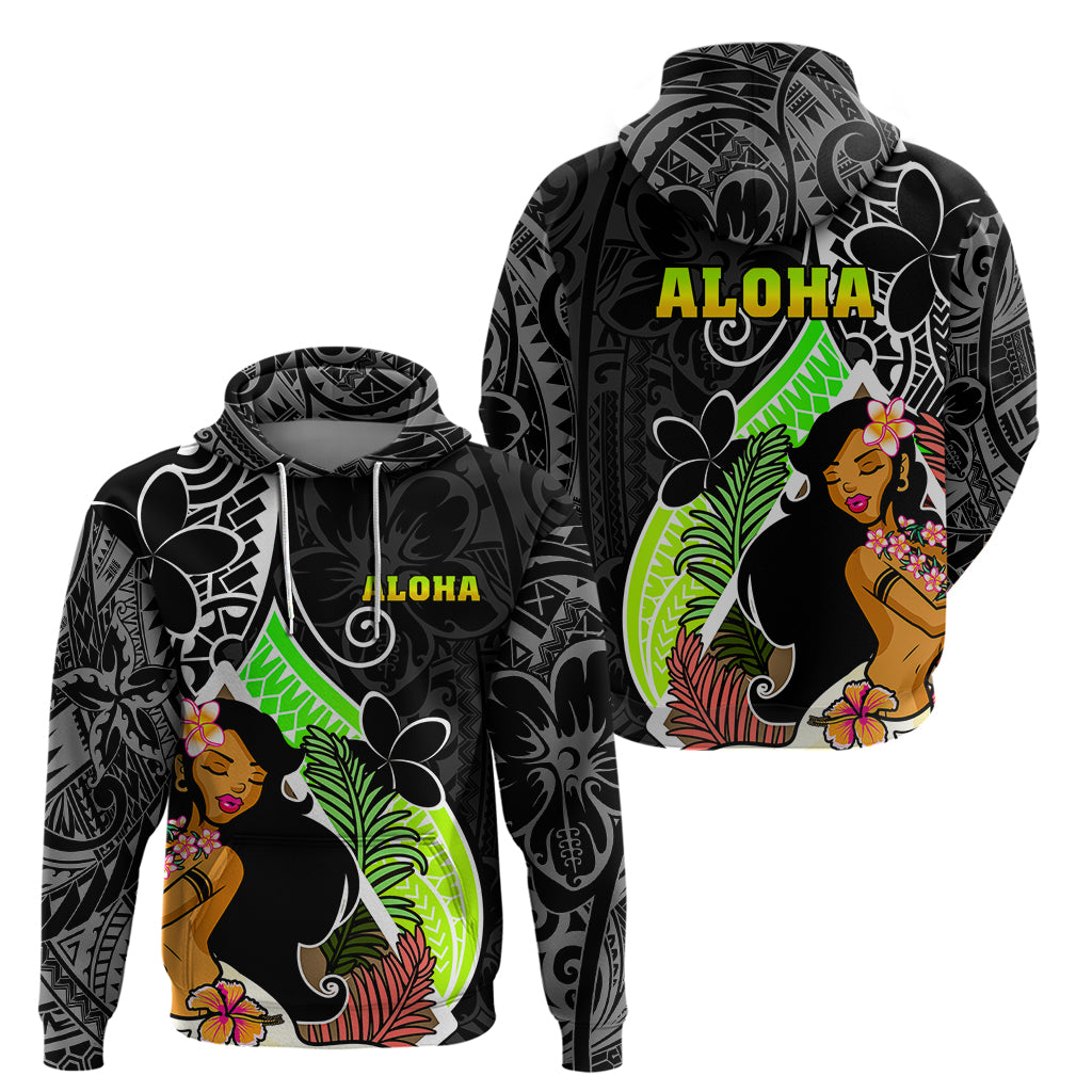 Hawaii Hula Girl Hoodie Hula Girl Polynesian Tattoo Gradient - Wonder Print Shop