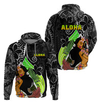 Hawaii Hula Girl Hoodie Hula Girl Polynesian Tattoo Gradient - Wonder Print Shop