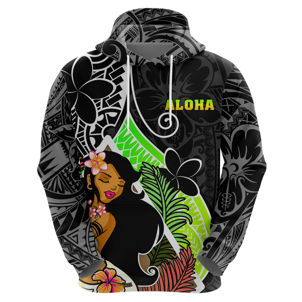 Hawaii Hula Girl Hoodie Hula Girl Polynesian Tattoo Gradient - Wonder Print Shop