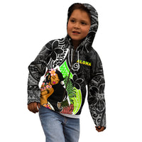 Hawaii Hula Girl Kid Hoodie Hula Girl Polynesian Tattoo Gradient - Wonder Print Shop