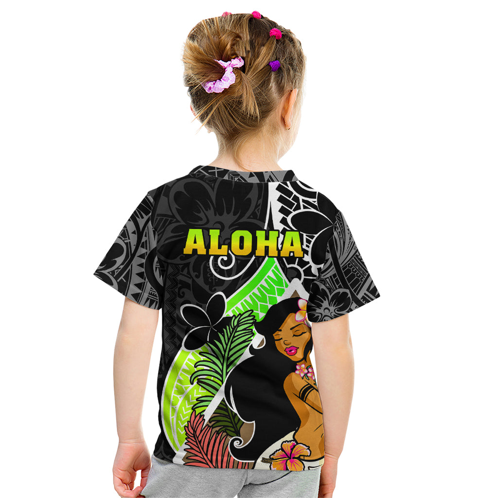 Hawaii Hula Girl Kid T Shirt Hula Girl Polynesian Tattoo Gradient - Wonder Print Shop