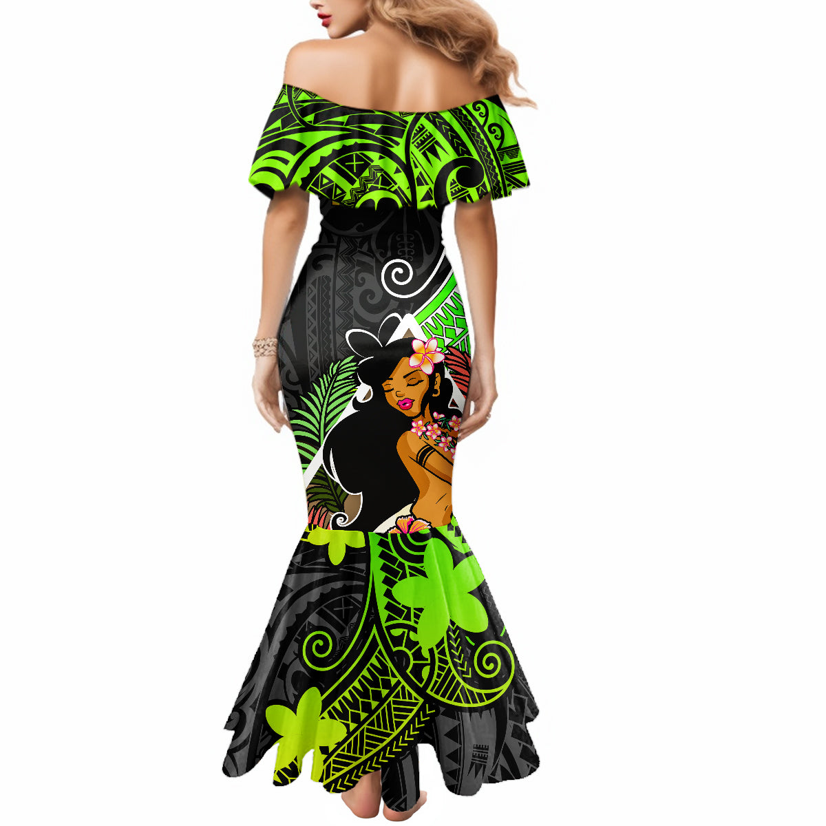 Hawaii Hula Girl Mermaid Dress Hula Girl Polynesian Tattoo Gradient - Wonder Print Shop