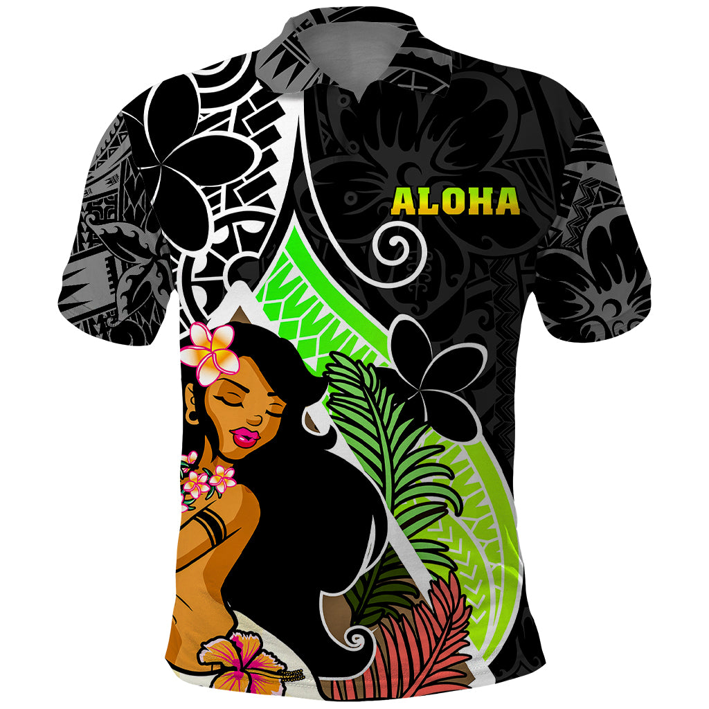 Hawaii Hula Girl Polo Shirt Hula Girl Polynesian Tattoo Gradient - Wonder Print Shop
