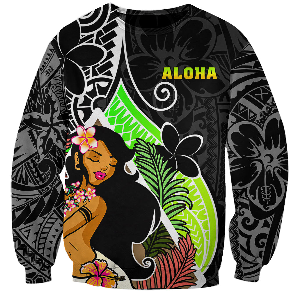 Hawaii Hula Girl Sweatshirt Hula Girl Polynesian Tattoo Gradient - Wonder Print Shop