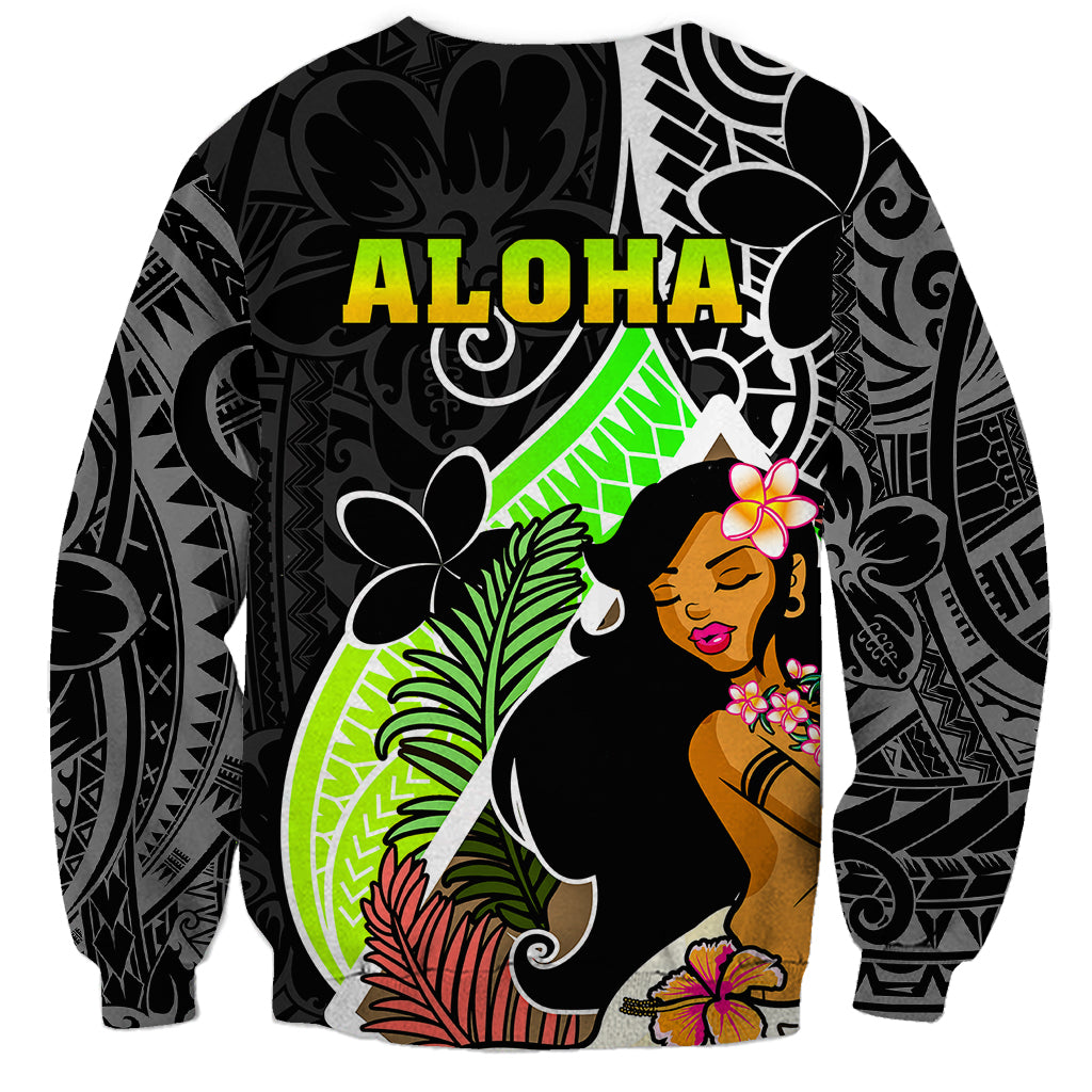 Hawaii Hula Girl Sweatshirt Hula Girl Polynesian Tattoo Gradient - Wonder Print Shop