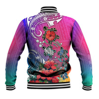 Hawaii Turtle Baseball Jacket Turtles Hibiscus With Hawaii Pattern Gradient - Wonder Print Shop