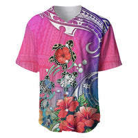 Hawaii Turtle Baseball Jersey Turtles Hibiscus With Hawaii Pattern Gradient - Wonder Print Shop