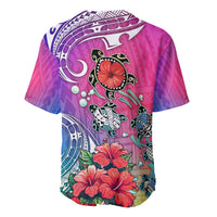 Hawaii Turtle Baseball Jersey Turtles Hibiscus With Hawaii Pattern Gradient - Wonder Print Shop