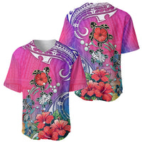 Hawaii Turtle Baseball Jersey Turtles Hibiscus With Hawaii Pattern Gradient - Wonder Print Shop