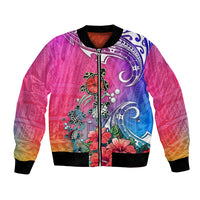 Hawaii Turtle Bomber Jacket Turtles Hibiscus With Hawaii Pattern Gradient - Wonder Print Shop