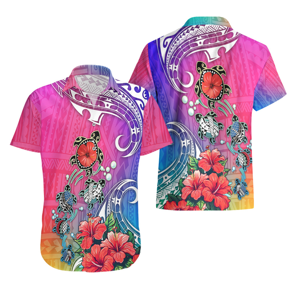 Hawaii Turtle Hawaiian Shirt Turtles Hibiscus With Hawaii Pattern Gradient - Wonder Print Shop