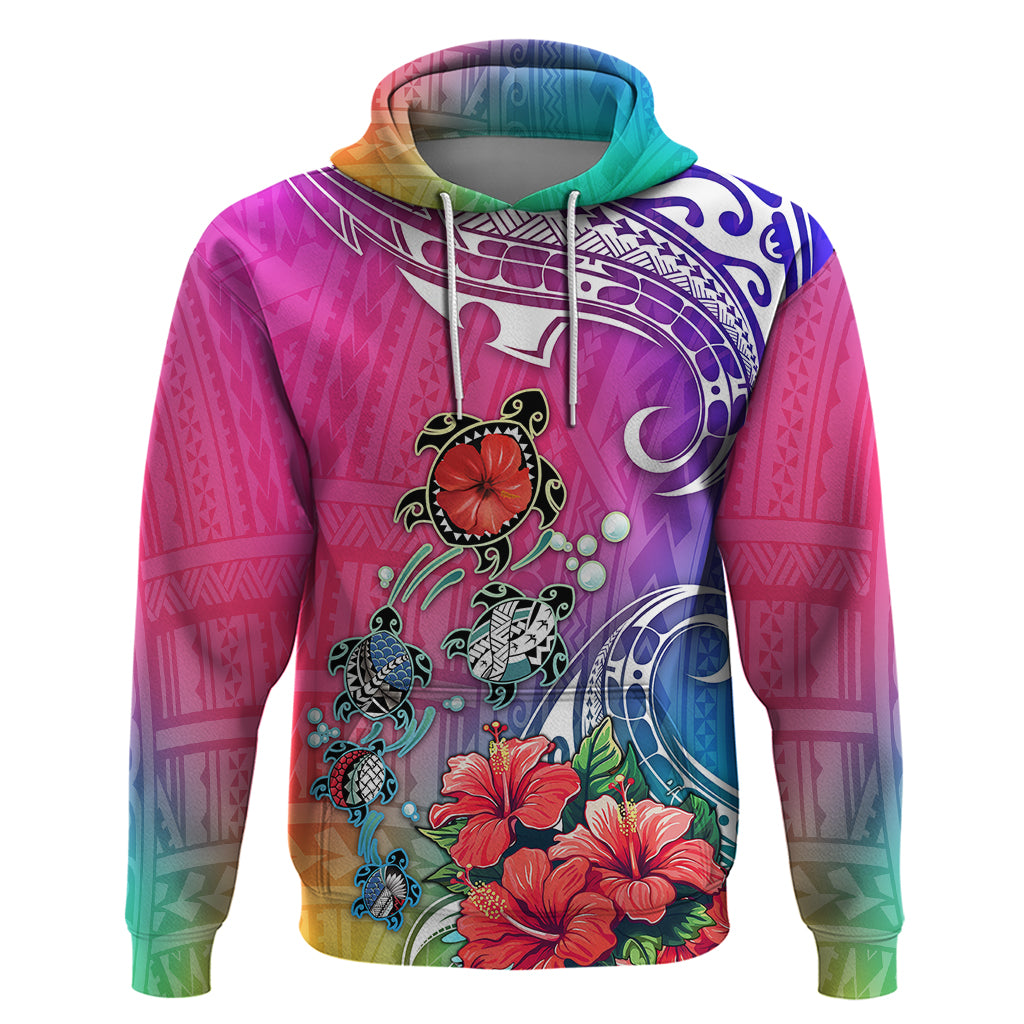 Hawaii Turtle Hoodie Turtles Hibiscus With Hawaii Pattern Gradient - Wonder Print Shop