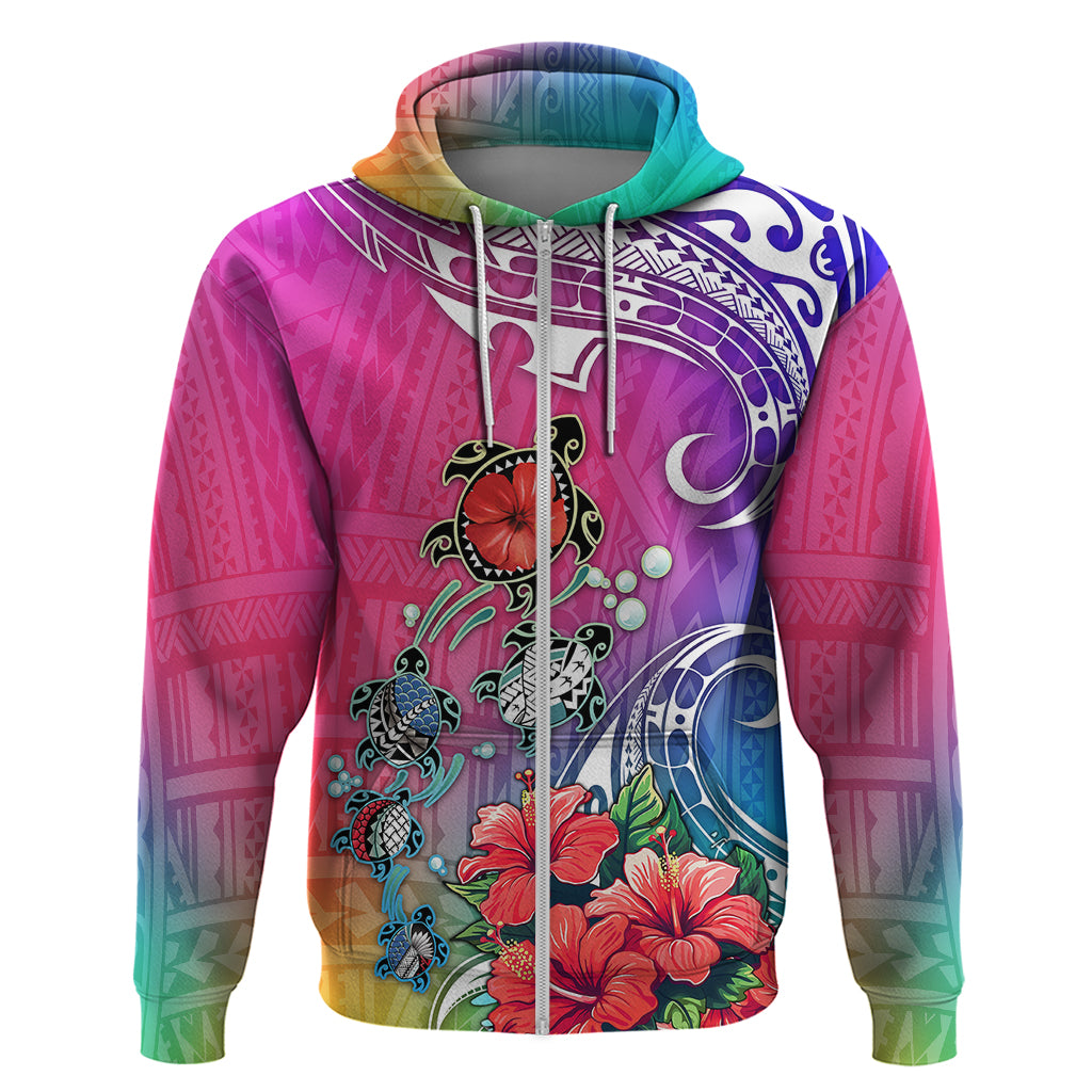 Hawaii Turtle Hoodie Turtles Hibiscus With Hawaii Pattern Gradient - Wonder Print Shop