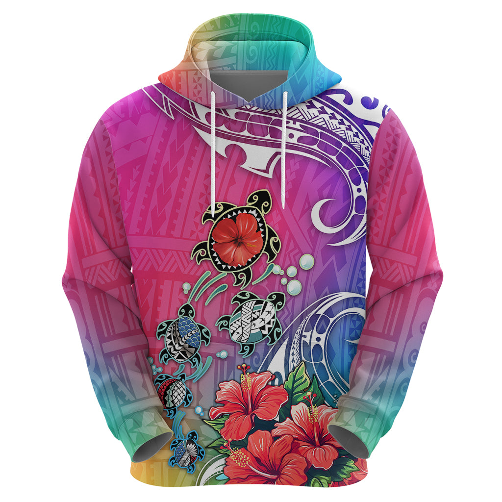 Hawaii Turtle Hoodie Turtles Hibiscus With Hawaii Pattern Gradient - Wonder Print Shop