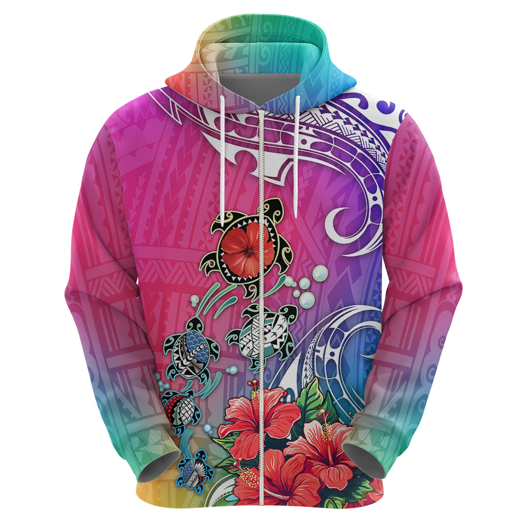 Hawaii Turtle Hoodie Turtles Hibiscus With Hawaii Pattern Gradient - Wonder Print Shop