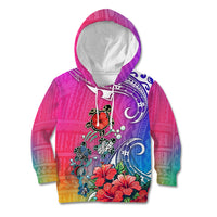 Hawaii Turtle Kid Hoodie Turtles Hibiscus With Hawaii Pattern Gradient - Wonder Print Shop