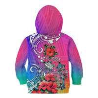 Hawaii Turtle Kid Hoodie Turtles Hibiscus With Hawaii Pattern Gradient - Wonder Print Shop