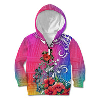 Hawaii Turtle Kid Hoodie Turtles Hibiscus With Hawaii Pattern Gradient - Wonder Print Shop