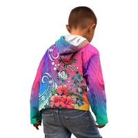 Hawaii Turtle Kid Hoodie Turtles Hibiscus With Hawaii Pattern Gradient - Wonder Print Shop