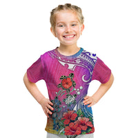 Hawaii Turtle Kid T Shirt Turtles Hibiscus With Hawaii Pattern Gradient - Wonder Print Shop