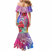 Hawaii Turtle Mermaid Dress Turtles Hibiscus With Hawaii Pattern Gradient - Wonder Print Shop