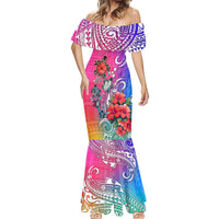 Hawaii Turtle Mermaid Dress Turtles Hibiscus With Hawaii Pattern Gradient - Wonder Print Shop