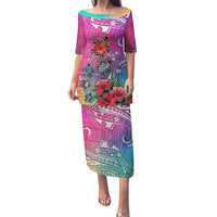 Hawaii Turtle Puletasi Turtles Hibiscus With Hawaii Pattern Gradient - Wonder Print Shop