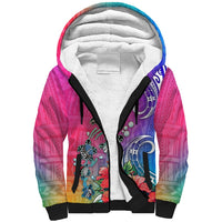 Hawaii Turtle Sherpa Hoodie Turtles Hibiscus With Hawaii Pattern Gradient - Wonder Print Shop