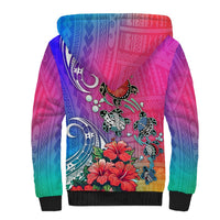 Hawaii Turtle Sherpa Hoodie Turtles Hibiscus With Hawaii Pattern Gradient - Wonder Print Shop