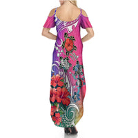 Hawaii Turtle Summer Maxi Dress Turtles Hibiscus With Hawaii Pattern Gradient - Wonder Print Shop
