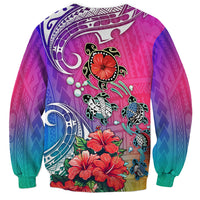 Hawaii Turtle Sweatshirt Turtles Hibiscus With Hawaii Pattern Gradient - Wonder Print Shop