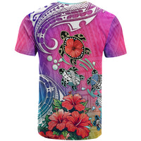 Hawaii Turtle T Shirt Turtles Hibiscus With Hawaii Pattern Gradient - Wonder Print Shop