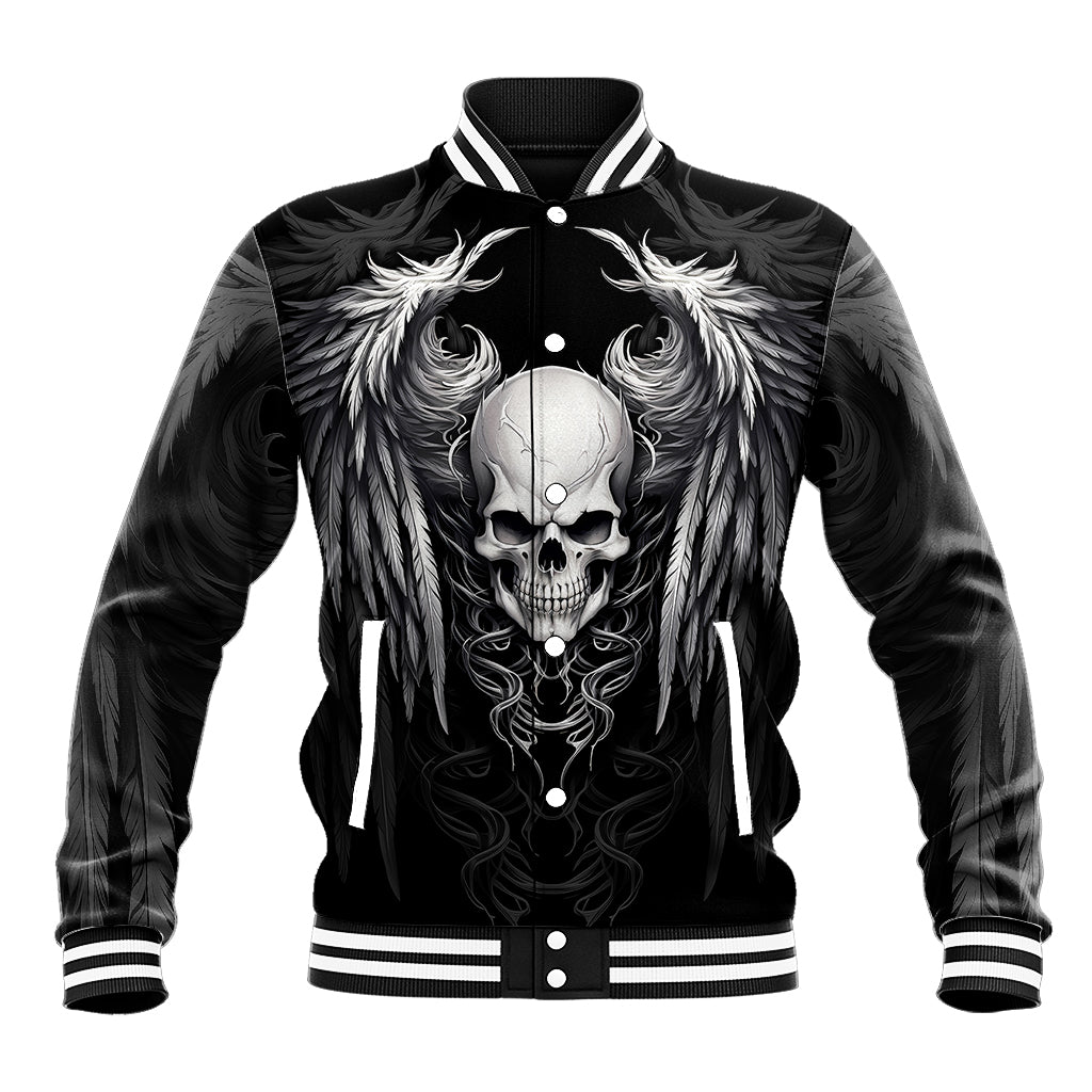 Skull and Wings Baseball Jacket Even The Devil Was Once An Angel - Wonder Print Shop