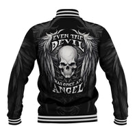 Skull and Wings Baseball Jacket Even The Devil Was Once An Angel - Wonder Print Shop